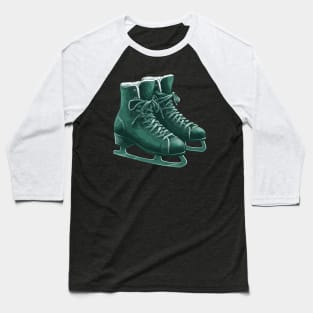 Dark Green Ice Skating Boots Baseball T-Shirt